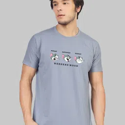 Greylongg Typography Printed Cotton T-shirt image 1