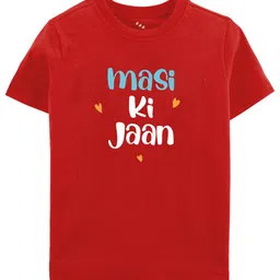 Zeezeezoo Kids Red Pure Cotton Maasi Ki Jaan Typography Printed Tshirt-picture-18