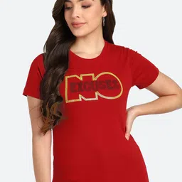 Shashvi Women Red Embellished Typography T-shirt-image-56