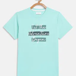 Octave Boys Sea Green Typography Printed Regular Fit Cotton T-shirt-picture-34