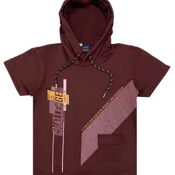 CAVIO Boys Maroon Printed T-shirt-image-34