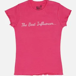 Bodycare Girls Typography Printed Applique T-shirt image 1