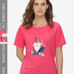 GROVERSONS Paris Beauty Pack Of 2 Graphic Printed Round Neck Pure Cotton T-shirt-image-52