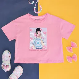 Pantaloons Junior Girls Graphic Printed Cotton T-shirt-picture-29