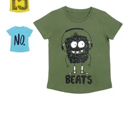 DOOR74 Girls Pack of 3 Printed Round Neck T-shirts-picture-42
