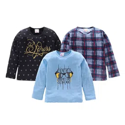 Eimoie Girls Multicoloured Set of 3 Printed Cotton T-shirt-image-29