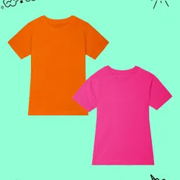 BAESD Girls Pack Of 2 Round Neck Short Sleeves Cotton Casual T-shirt-picture-39