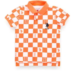 U.S. Polo Assn. Kids Boys Checked Polo Collar Pure Cotton T-shirt-picture-20