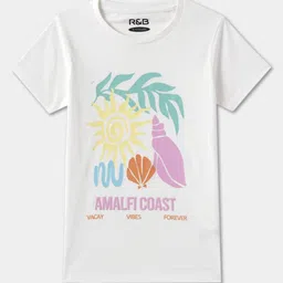 R&B Girls Graphic Printed Round Neck Cotton T-shirt-picture-30
