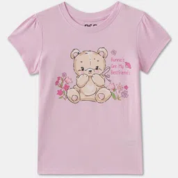 R&B Girls Graphic Printed Round Neck Cotton T-shirt-picture-29