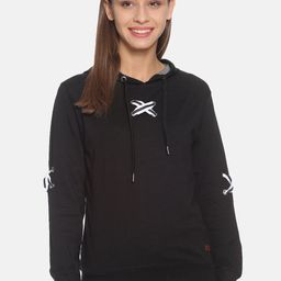 Campus Sutra Women Black Hooded Sweatshirt-picture-5