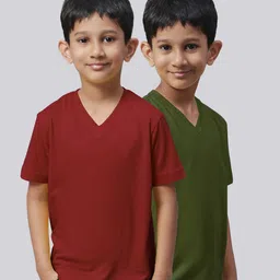 Friskers Boys Pack Of 2 V-Neck Pure Cotton T-shirts-picture-42