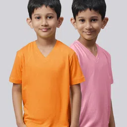 Friskers Boys Pack Of 2 V-Neck Pure Cotton T-shirts-image-89