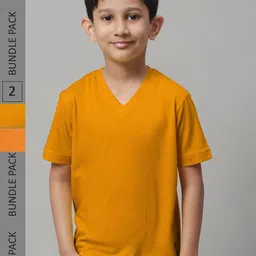 Friskers Boys Pack Of 2 V-Neck Pure Cotton T-shirts-picture-19