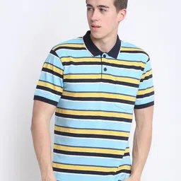 HARBOR N BAY Striped Cotton Polo Collar T-shirt-image-69