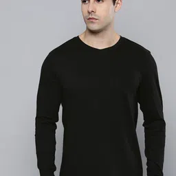 Mast & Harbour Black V-Neck Long Sleeve Cotton T-shirt-picture-43