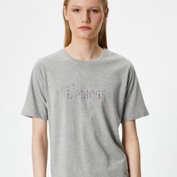 Koton Women Typography V-Neck Pockets T-shirt-picture-23