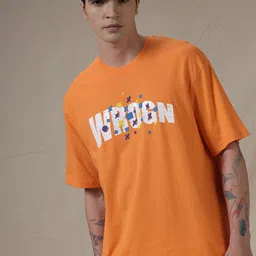 WROGN Typography Printed Round Neck Drop Shoulder Sleeves Oversized T-shirt image 1