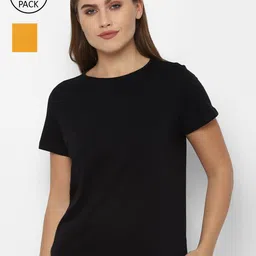 Allen Solly Woman Women Black & Yellow 2 T-shirt-picture-36