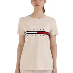 Tommy Hilfiger Women TINA MADISON Typography Printed Round Neck Cotton T-shirt-image-99