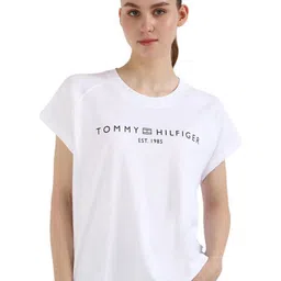 Tommy Hilfiger Women MDRN Typography Printed Round Neck Cotton Relaxed Fit T-shirt-picture-24