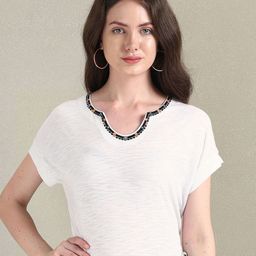 U.S. Polo Assn. Women V-Neck Extended Sleeves Cotton T-shirt-picture-45