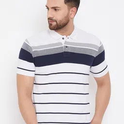 HARBOR N BAY Striped Printed Polo Collar Cotton Casual T-shirt-image-64