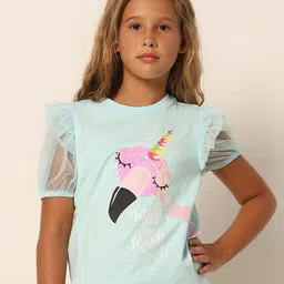 Vero Moda Girls Camouflage Puff Sleeves T-shirt image 1