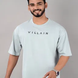 VILLAIN Typography Printed Bio Finish Cotton Oversized T-shirt-picture-22