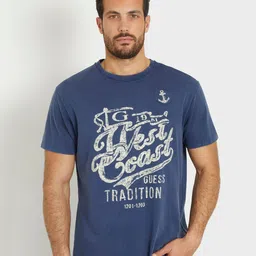 GUESS Typography Printed Cotton T-shirt-picture-33