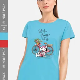 CHOZI Pack Of 2 Graphic Printed Short Sleeves Pure Cotton T-shirt-picture-36