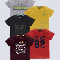 BAESD Boys Pack of 5 Typography Printed T-shirts-picture-17