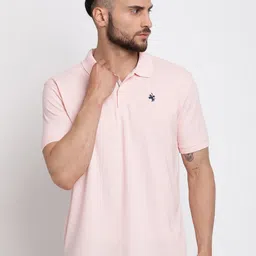 Cantabil Men Pink Polo Collar Regular Fit Cotton Trousers-picture-21