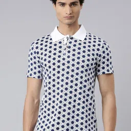 THE SOUL PATROL Geometric Printed Polo Collar Cotton T-shirt-image-46