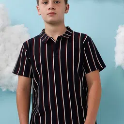 Instafab Boys Striped Polo Collar Cotton Regular T-shirt-picture-52