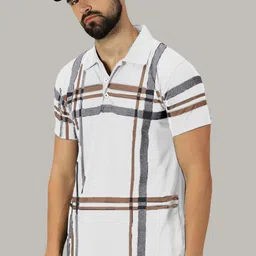 AUSK Men Checked Polo Collar Cotton T-shirt-picture-20