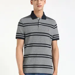 Tommy Hilfiger Men Striped Polo Collar Cotton T-shirt image 1
