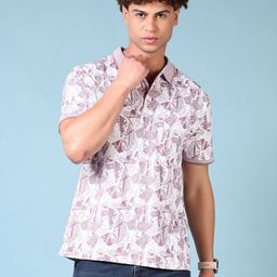 V-Mart Men Abstract Printed Polo Collar Cotton T-shirt-picture-35