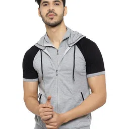 Black Collection Men Hooded Pockets T-shirt-picture-31