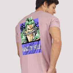 Greylongg Purple Graphic Printed Short Sleeves Round Neck T-Shirt image 1