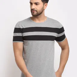 mack jonney VIMAL JONNEY Men Grey Striped T-shirt-picture-50