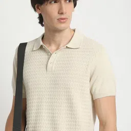 THE BEAR HOUSE Men Self Design Polo Collar Pure Cotton T-shirt-picture-47
