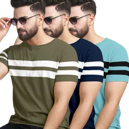 AUSK Pack of 3 Striped Half Sleeve Round Neck Tshirt-picture-11