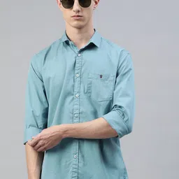 Louis Philippe Jeans Men Blue Slim Fit Solid Casual Shirt image 1