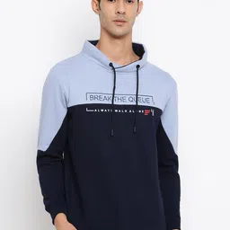 Cantabil Men Blue Colourblocked Wool Sweatshirt-image-86