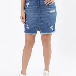 Iconic Pencil Mini Cotton Slim Fit Skirt-image-81