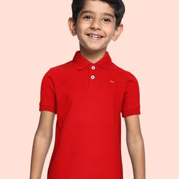 THANGAMAGAN Boys Red Polo Collar T-shirt image 1