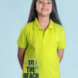 NUSYL Girls Typography Printed Polo Collar T-shirt-picture-12