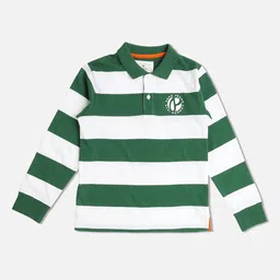 Pepe Jeans Boys Green & White Striped Polo Collar T-shirt-picture-27