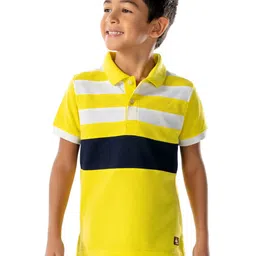 Cherry Crumble Boys Yellow Striped Polo Collar T-shirt-picture-18